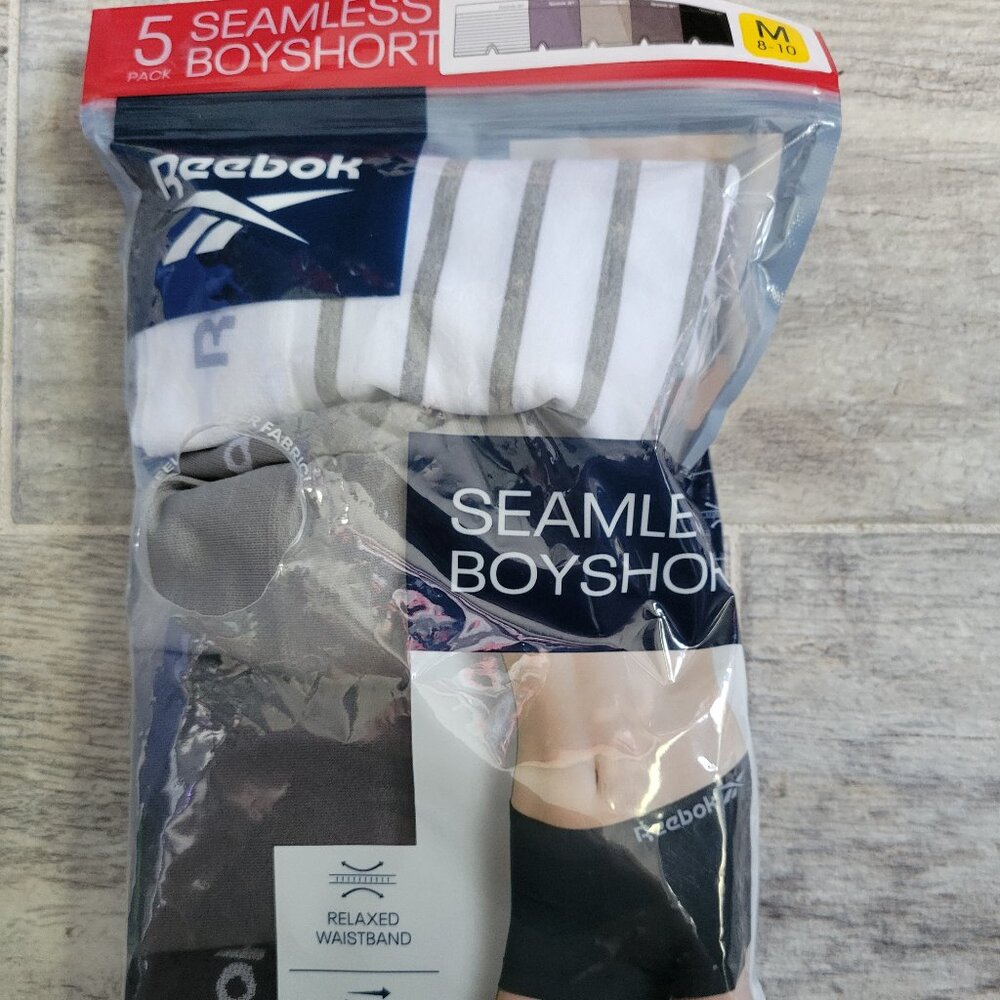 Reebok Boyshort Underwear Women's Medium 4pk Seamless Relaxed Fit Panties NWT